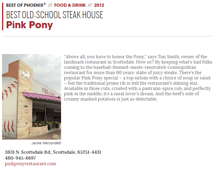 Best of Phoenix Pink Pony Scottsdale